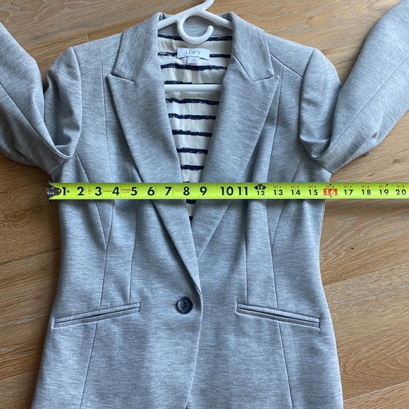 $89 Loft Ann Taylor 0 ponte blazer jacket soft Heather gray stretchy pockets - Picture 8 of 9
